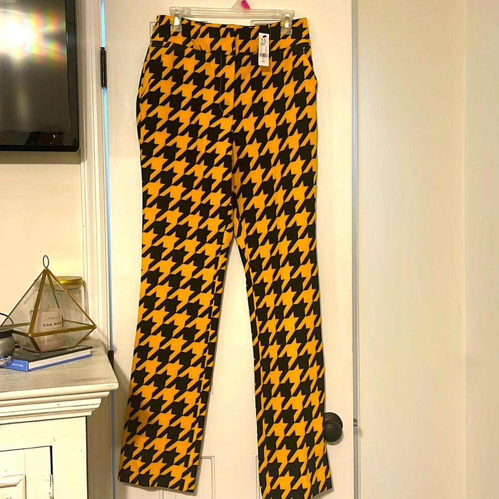 New York and Company Yellow Houndstooth Dress Pants